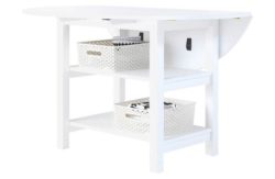 Collection Folding White Extendable Table with Storage